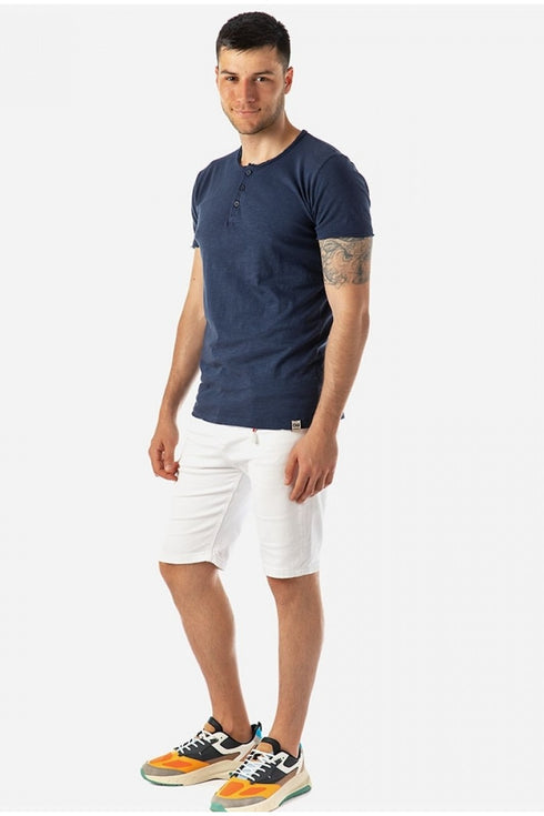 Ανδρικό T-Shirt Μπλε με Κουμπιά Camaro