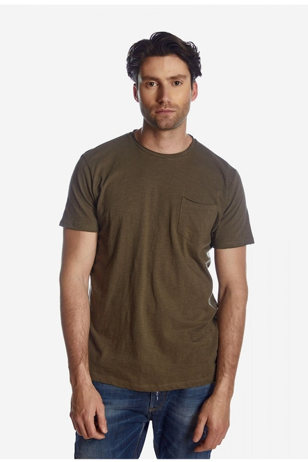 Ανδρικό T-Shirt Χρώμα Λαδί με Τσεπάκι Camaro