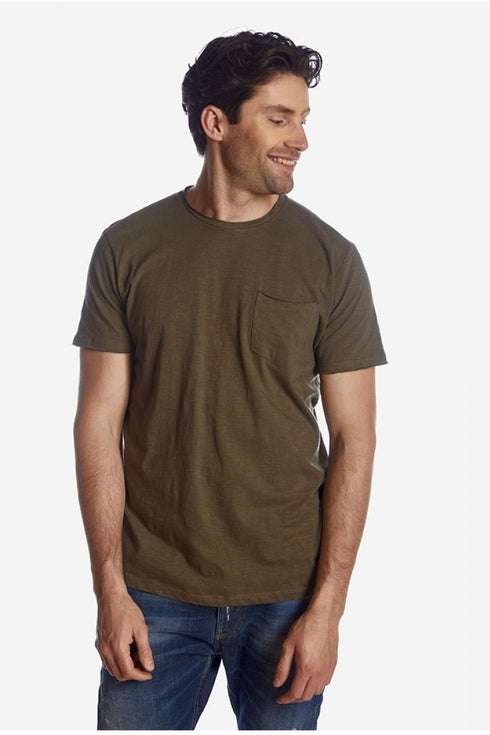 Ανδρικό T-Shirt Χρώμα Λαδί με Τσεπάκι Camaro