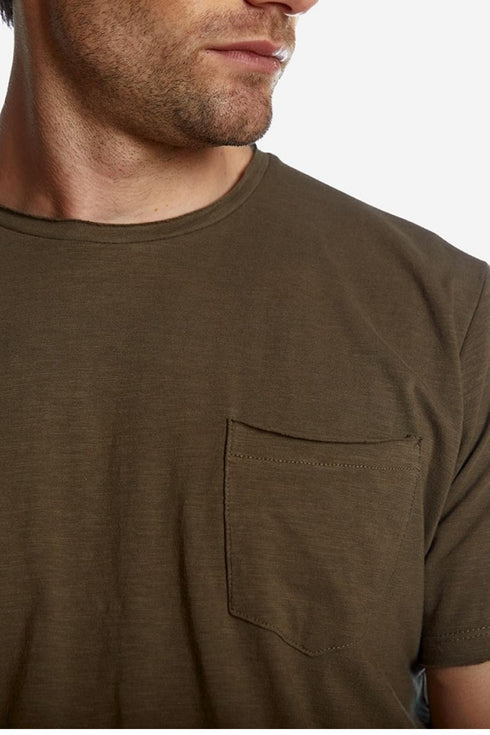 Ανδρικό T-Shirt Χρώμα Λαδί με Τσεπάκι Camaro