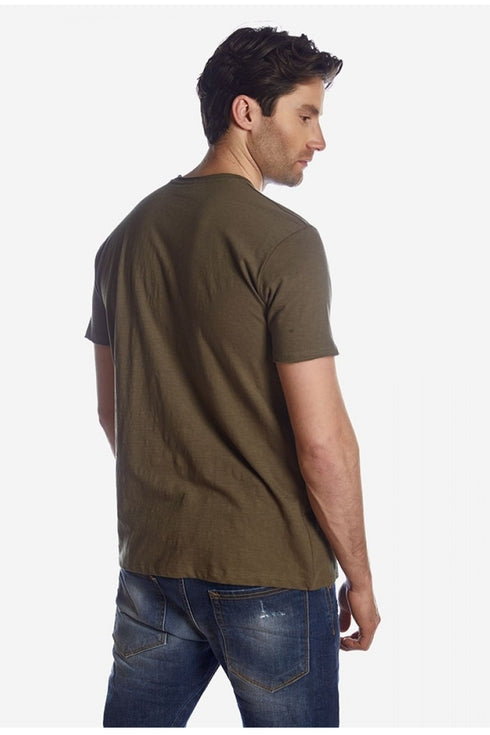 Ανδρικό T-Shirt Χρώμα Λαδί με Τσεπάκι Camaro