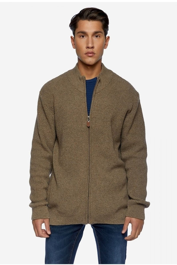 Ανδρική Πλεκτή Ζακέτα Χρώμα Πούρου CAMARO
