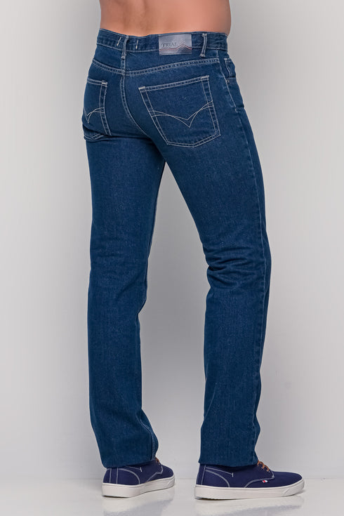 Ανδρικό Jean Παντελόνι Σταθερό Ύφασμα Μπλε Trial