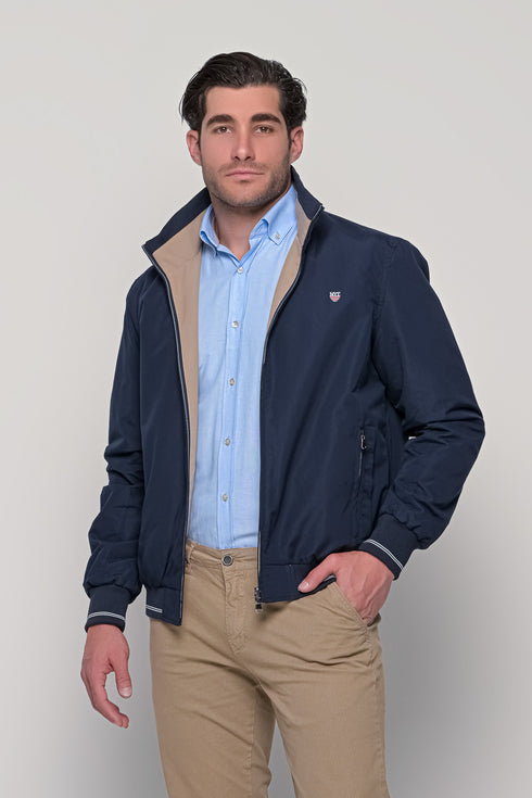 Ανδρικό Ανοιξιάτικο Μπουφάν Διπλής Όψεως Μπλε-Μπεζ