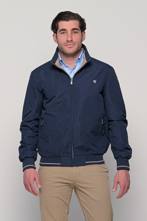 Ανδρικό Ανοιξιάτικο Μπουφάν Διπλής Όψεως Μπλε-Μπεζ