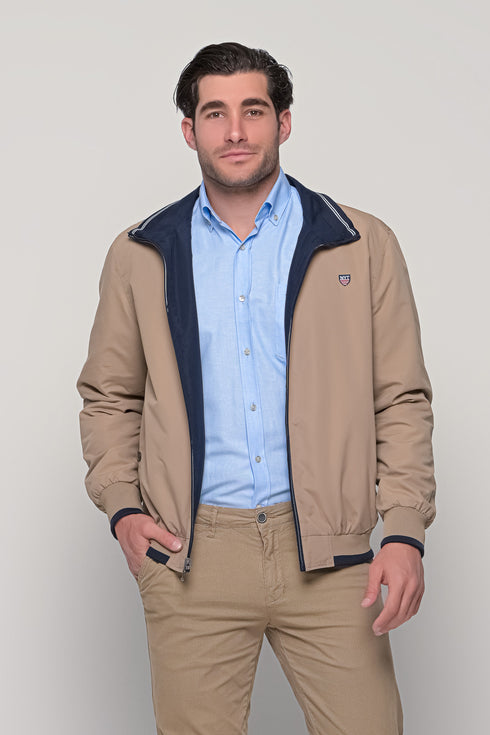 Ανδρικό Ανοιξιάτικο Μπουφάν Διπλής Όψεως Μπλε-Μπεζ