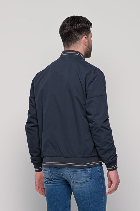 Ανδρικό Ανοιξιάτικο Μπουφάν με Χαμηλό Λαιμό Διπλής Όψεως Μπλε-Μπεζ NYT