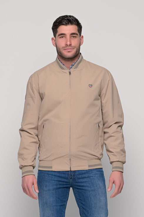 Ανδρικό Ανοιξιάτικο Μπουφάν με Χαμηλό Λαιμό Διπλής Όψεως Μπλε-Μπεζ NYT