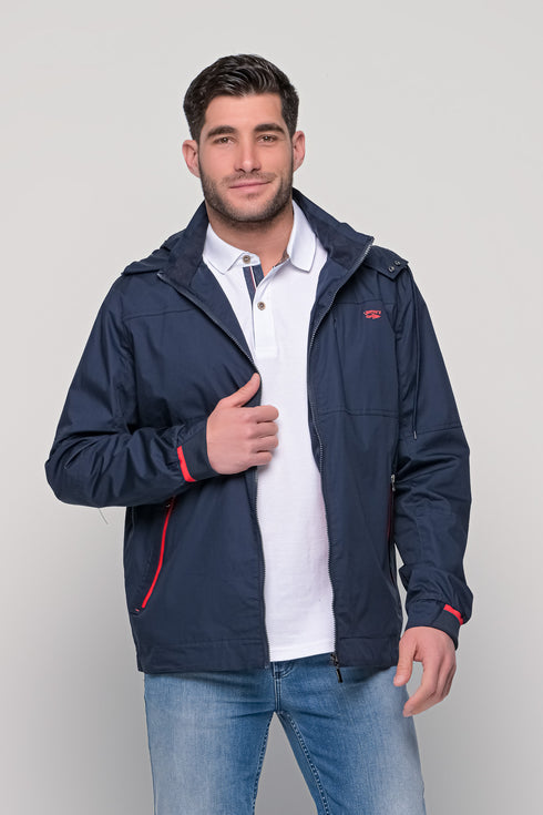 Ανδρικό Ανοιξιάτικο Μπουφάν Μπλε με Κουκούλα Lexton