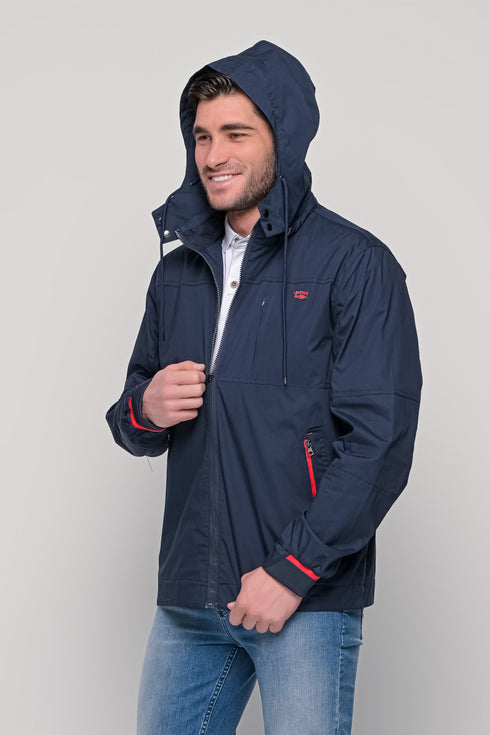 Ανδρικό Ανοιξιάτικο Μπουφάν Μπλε με Κουκούλα Lexton