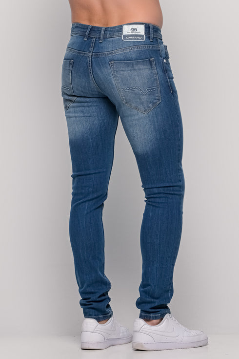 Ανδρικό Jean Παντελόνι Στενή Γραμμή Μπλε Camaro