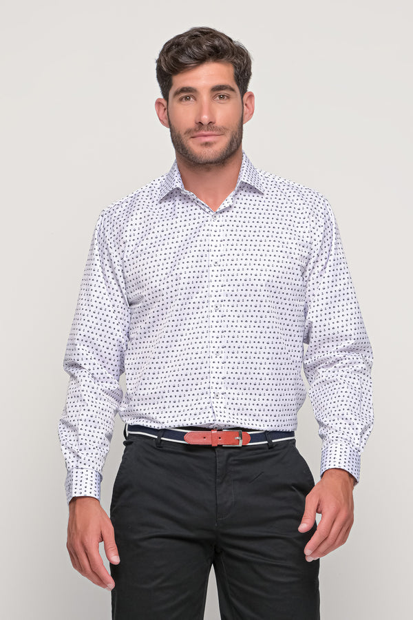 Ανδρικό πουκάμισο λευκό με μικροσχέδιο NCS