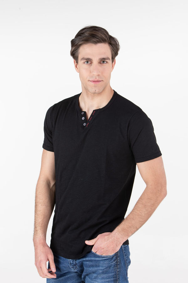 Ανδρικό Κοντομάνικο T-Shirt με Λαιμό Βε Μαύρο Restart