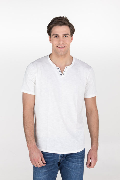 Ανδρικό t-shirt Βε με Κουμπάκια Λευκό Restart