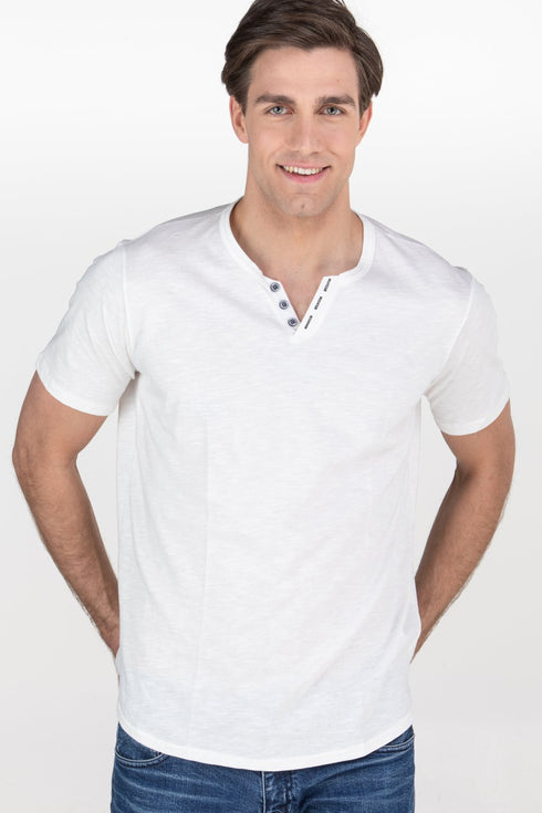 Ανδρικό t-shirt Βε με Κουμπάκια Λευκό Restart