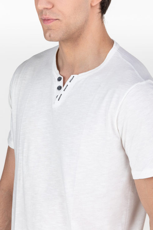 Ανδρικό t-shirt Βε με Κουμπάκια Λευκό Restart