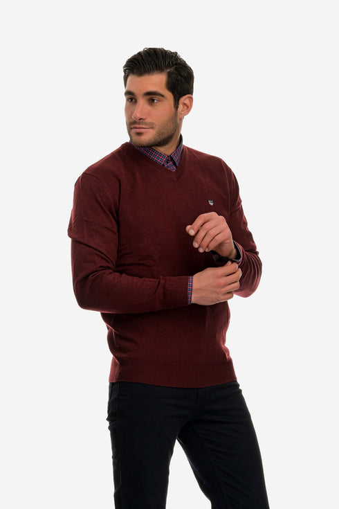 Ανδρικό Λεπτό Πλεκτό Λαιμός Βε Μπορντό NYT