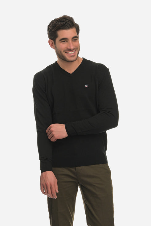 Ανδρικό Λεπτό Πλεκτό Λαιμός Βε Μαύρο NYT