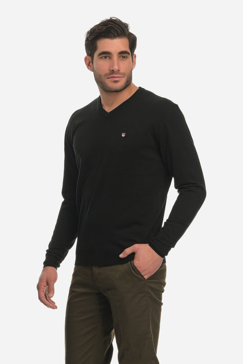 Ανδρικό Λεπτό Πλεκτό Λαιμός Βε Μαύρο NYT