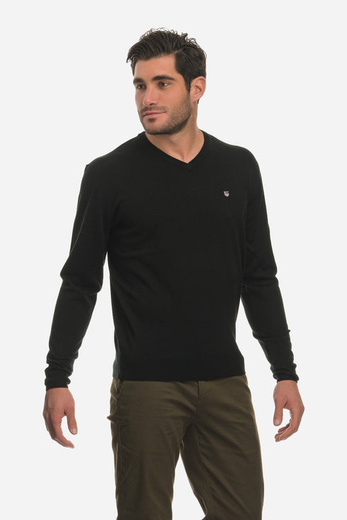 Ανδρικό Λεπτό Πλεκτό Λαιμός Βε Μαύρο NYT