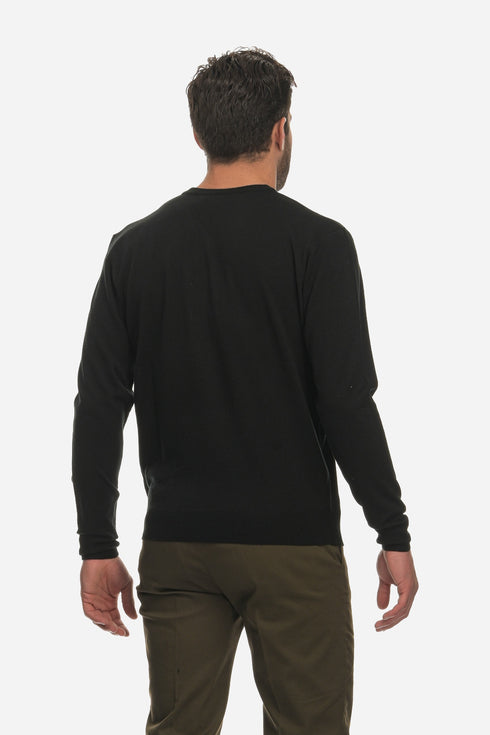 Ανδρικό Λεπτό Πλεκτό Λαιμός Βε Μαύρο NYT