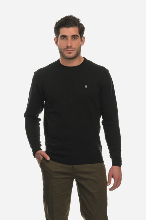 Ανδρικό Λεπτό Πλεκτό Λαιμόκοψη Μαύρο NYT