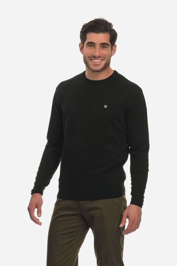 Ανδρικό Λεπτό Πλεκτό Λαιμόκοψη Μαύρο NYT