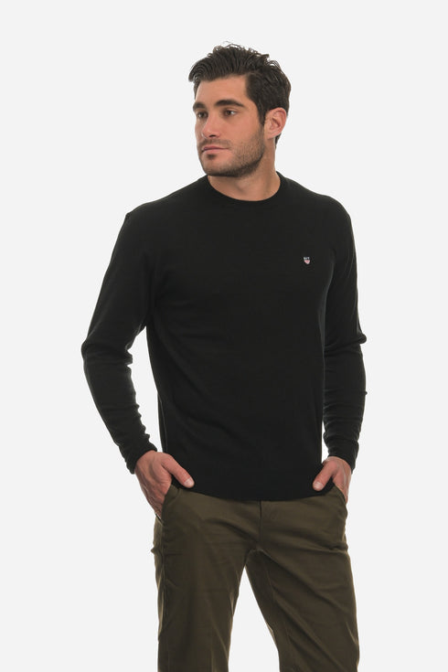 Ανδρικό Λεπτό Πλεκτό Λαιμόκοψη Μαύρο NYT