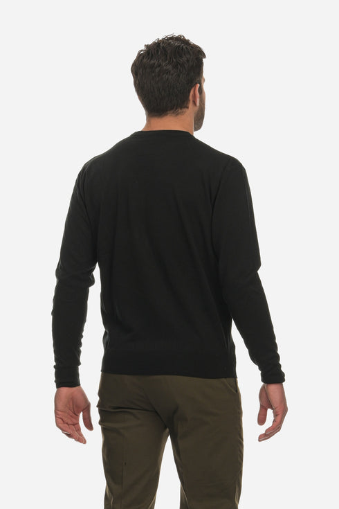 Ανδρικό Λεπτό Πλεκτό Λαιμόκοψη Μαύρο NYT