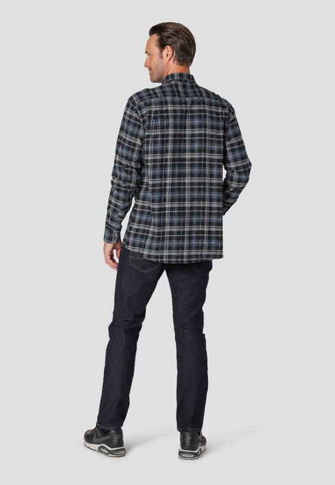 Ανδρικό Φανελένιο Πουκάμισο Μπλε-Γκρι Καρό Pre end