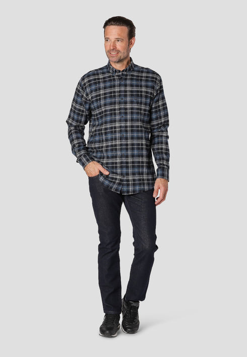 Ανδρικό Φανελένιο Πουκάμισο Μπλε-Γκρι Καρό Pre end