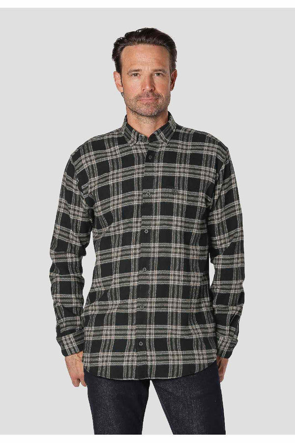 Ανδρικό Πουκάμισο Φανέλα Πράσινο-Γκρι Καρό Pre end